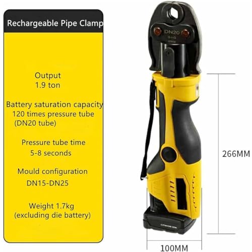 Hydraulic Pipe Crimping Tool, Battery Electric Copper Tube Crimper with 3 Jaws and LED Light, Cordless Plumbing Press Fit Tool for Piping Systems - Image 3