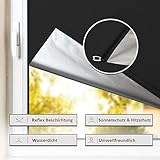 Sanfree Thermorollo Klemmfix ohne Bohren, Verdunkelungsrollo für Fenster Sichtschutz, Rollo Sonnenschutz Klemmrollo Fensterrollo Innen Blickdicht Silberbeschichtung,Schwarz 50x150cm (BxH)