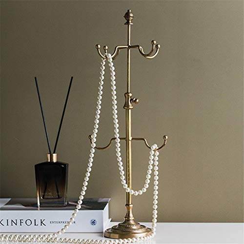 Jewelry Tree Stand Organizer, Adjustable Height Tower Necklace Tree Bracelet Display Stand, Brass Metal Jewelry Tray, For Necklaces, Bracelet, Earrings And Ring #TOP7