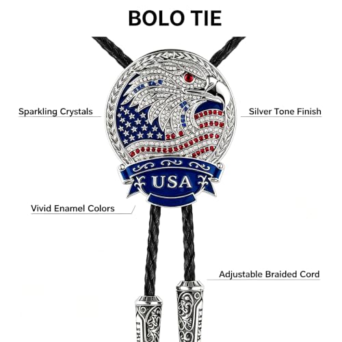 Image of GelConnie Bolo Ties for Men Women Western Cowboy Tie Mens Western Necklace Leather Necktie Gold Bolero Tie Cowboy Necklace