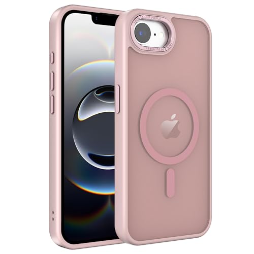 Image of Magnetic iPhone 16E /17e case,Compatible with Magsafe, Military-Grade Protection,Slim Translucent Matte Shockproof with Anti-Scratch Anti-Fingerprint Phone Cover (Pink, iPhone 16E /17e)