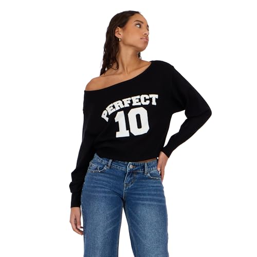 Forever 21 Women's Off Shoulder Slouchy Sweater with High Rib Start, Black, Large by Forever 21 - Used condition - US$16.50