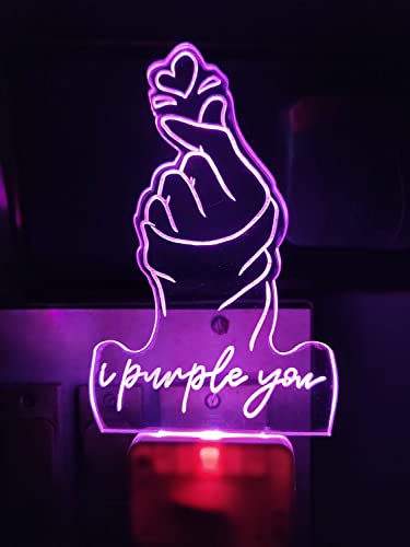 Image of 3D Optical Illusion BTSs2 Acrylic Night Lamp, 7 Colors RGB Auto Color Changing Led Plug and Play Night Light Lamp (Acrylic, Multi Color, Pack of 1) (BTSs2)