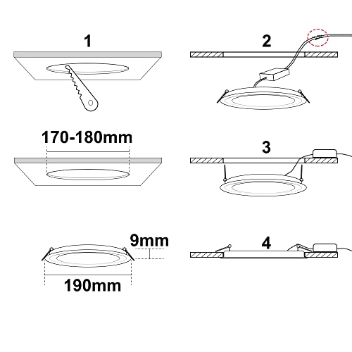 YULIN SUN LED Downlight Ceiling, 2 Pack 15W 1350LM LED Recessed Ceiling Lights Cold White 6500K Ultra Slim 9mm - Image 4