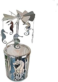 Kingnero Carousel Candle Rotating Rotary Candle Holder Spinning Tea Light Candlestick for Christmas (Hummingbird)