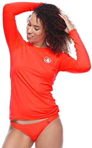Body Glove Women's Sleek Solid Long Sleeve Rashguard with UPF 50+, Smoothies Spark, X-Small
