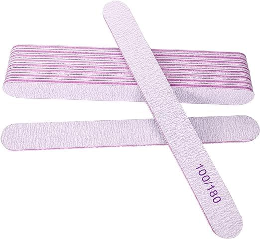 Emery Board Nail Files for Acrylic and Natural Nails, 100/180 Grit Double Sided Fingernail Files Professional Reusable Washable Manicure Pedicure Kit Set (10 Pcs)-image-45