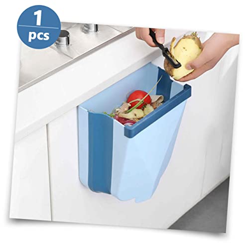 Caneca de basura rectangular azul para cocina y oficina miniatura 2