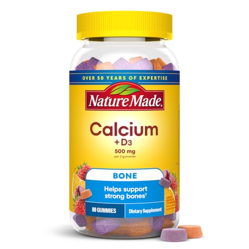 Nature Made Calcium Gummies 500 mg per Serving with Vitamin D3 80 Gummies
