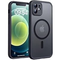 TOCOL for iPhone 12 Case, Compatible with Magsafe, Full Camera Protection, Built-in Magnetic Ring, Drop Protection, Translucent Matte Phone Case for iPhone 12 6.1 inch (Black)