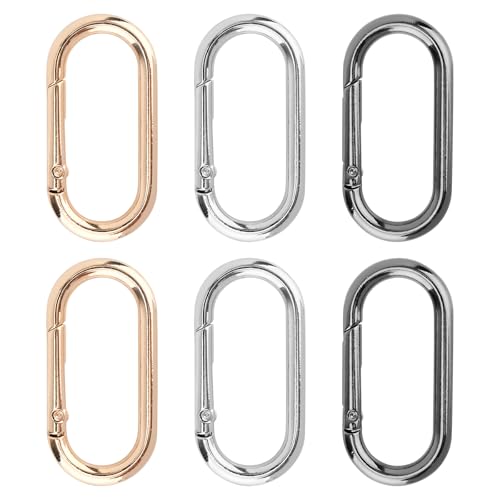 PEUTIER 6 Stück Feder-O-Ring-Clips, Zinklegierung Oval Druckknopfclips Geldbeutelringe für Riemen Karabinerhaken O-Ring-Schnallen für Handtaschen Schlüssel Taschen Bastelarbeiten, 4,9 x 2,4cm PEUTIER 6 Stück Feder-O-Ring-Clips, Zinklegierung Oval Druckknopfclips Geldbeutelringe für Riemen Karabinerhaken O-Ring-Schnallen für Handtaschen Schlüssel Taschen Bastelarbeiten, 4,9 x 2,4cm
