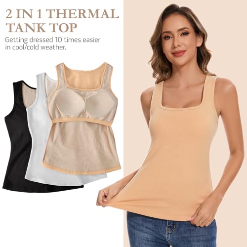 Image of Thermal Underwear Tank Top Fleece Shirt Cami Sleeveless Thermal Top Warm Undershirt Base Layer Women Cold Weather