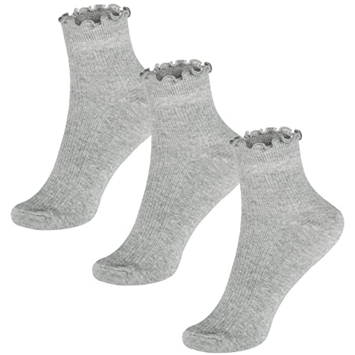 Image of Womens Ankle Casual Socks Lace Ruffle Low Cut Knit Cotton Lettuce Socks for Women Girls