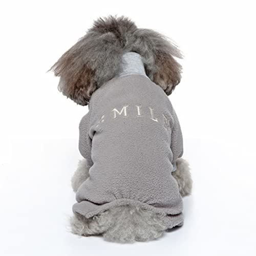 ICOUCHI 犬服 パジャマ ロンパース ペット服 つなぎ 秋冬 小中型犬 カバーオール ドッグウェア パーカー ふわふわ 防寒 保温 屋部着 寝間着 抜け毛防止 ルームウェア 犬洋服 四つ足の服 お出掛け お散歩用
