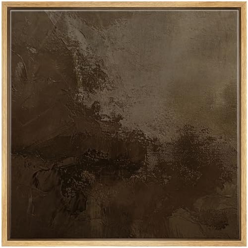 SIGNFORD Framed Canvas Print Wall Art Textured Brown Abstract Rustic