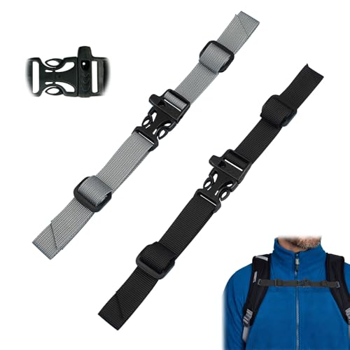 Azwood Mochila ajustable para el pecho, 2 unidades, correa de pecho antideslizante con cierre rápido, correa de nailon con hebilla para viajes, escalada, mochila escolar