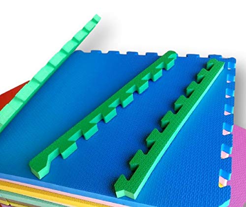 Kit 6 Tapetes Tatames Coloridos EVA 50 x 50 x 1cm com Borda