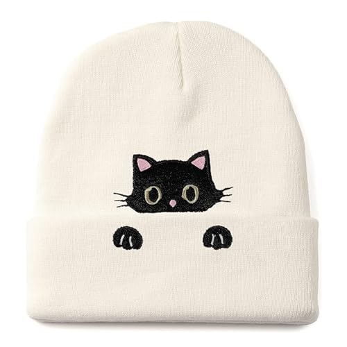 Muorruo gorro para gato, gorros tejidos de animales, regalos dulces para amantes de los gatos, dulce gorro de orejas de gato para mujeres y niñas, gorro de gato para invierno, regalos de gato para