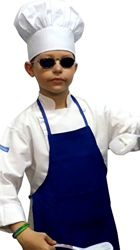 CHEFSKIN Royal Blue Medium Lot of 5 Chef Aprons Real Fabric Pocket Lightweight