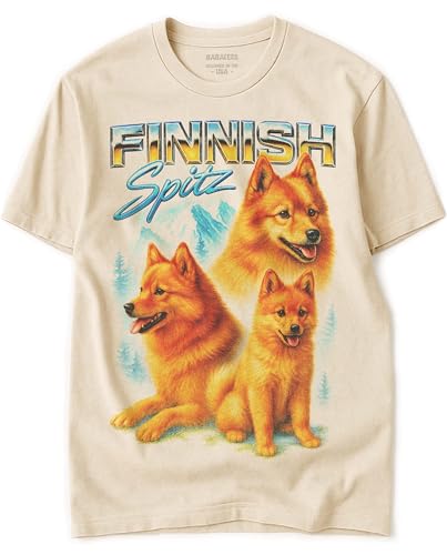 BABATEES Finnish Spitz Heavy Metal Tshirt for Dog Mom & Dad 100% Natural Undyed Cotton for Men & Women