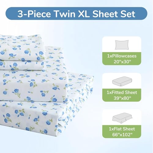 Image of MUXHOMO TwinXL Size 4 Piece Sheet Set, Soft Breathable Bed Sheet Set for Bedroom with Deep Pocket Up to 16 inch, Wrinkle-Free & Cooling Bedding for Oeko-TEX Certified - Fern Class