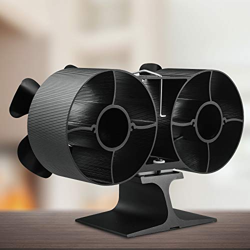 Slivek Wood Stove Fan Heat Powered, 8Blades Twin Motor Double Heat