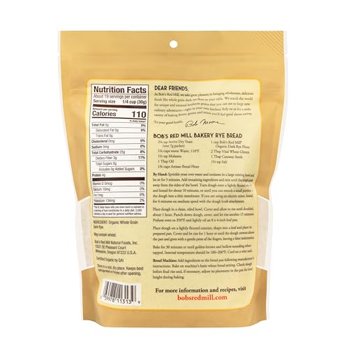 Image of Bob's Red Mill Organic Dark Rye Flour, 20oz (4 Pack)