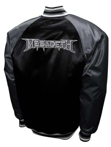 2Bhip Megadeth Band Adult Front & Back Print Black/Gray Lightweight Bomber Varsity Jacket Coat Jackets For Men2