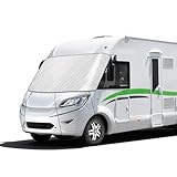 Auto Windschutzscheiben Abdeckung für Integrierte Wohnmobile, Frontscheibe Wrap Cover Wasserdichtes für A-Class, Frontscheibenabdeckung Reisemobil, Schnee EIS Frost Staub Sonne, Silber