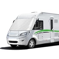 Auto Windschutzscheiben Abdeckung für Integrierte Wohnmobile, Frontscheibe Wrap Cover Wasserdichtes für A-Class, Frontscheibenabdeckung Reisemobil, Schnee EIS Frost Staub Sonne, Silber