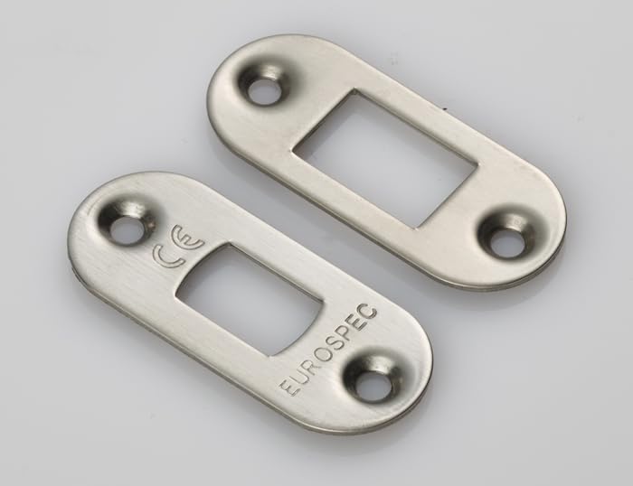 Ironmongery Solutions® Forend Strike and Fixing Pack for Heavy Duty Tubular Deadbolts, with Strike Plate and Fixing Screws (Satin Brass, Radius)