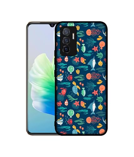 Image of Aquarium Texture Design Premium 2D Printed Metal Back Case Cover for Vivo V23E 5G / Y75 4G