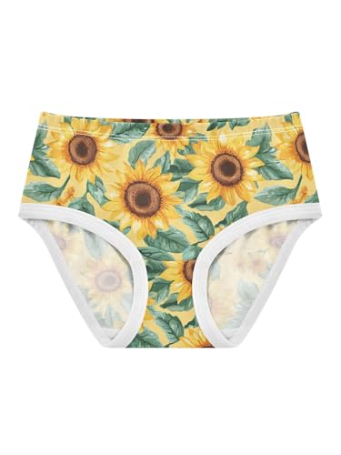 ZZKKO Watercolor Sunflowers and Bicycle Girls Underwear Toddler Panties for Girls Comfort Brief Size 2-8T