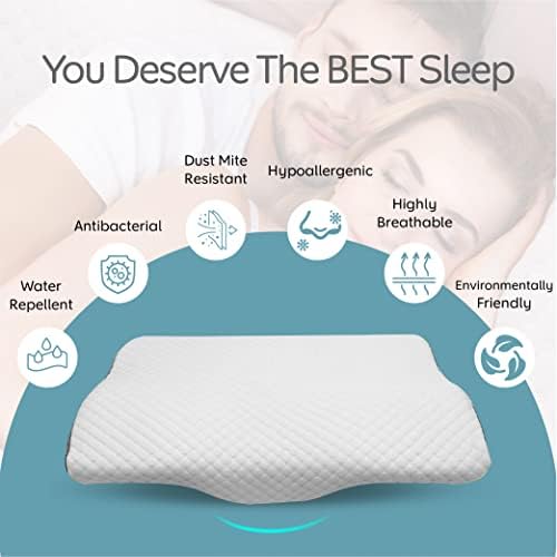Cervical spine pillow for neck pain, shoulder pain - Orthopaedic memory foam support for side and back sleepers - Doctor recommended contour (Upgraded Butterfly Design)