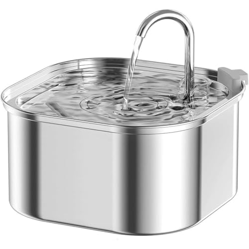 「Jiasemine」猫 水飲み器ステンレス製 3.2L大容量 自動給水器 23dB静音 蛇口式設計 4重濾過 静音 循環式 給水器 ペット用 2種類の給水モード 活性炭フィルター付き (F)