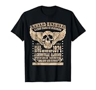 Classic Rock Music design. Vintage 1974 Sweet Home Alabama concert design with skull and wings perfect for classic southern rock fans. Retro Jacksonville Alabama rock festival styling with distressed tan colours ideal for 70s music history enthusiast...