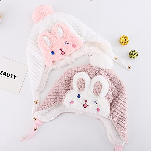 Image of XYX Crochet Earflap Pilot Hats Rabbit Ears Beanie Cap Winter Warm Knit Caps for Toddlers Baby Girls and Boys
