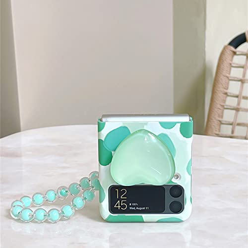 Bracelet perles vertes antichoc coque Samsung Z Flip 4 anti-chute