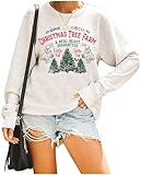 LANMERTREE in A World Full of Be a Griswold Sweatshirt Shirts For Women Funny Christmas Graphic Crewneck Sweatshirt Pullover Tops(Farm White XXL)