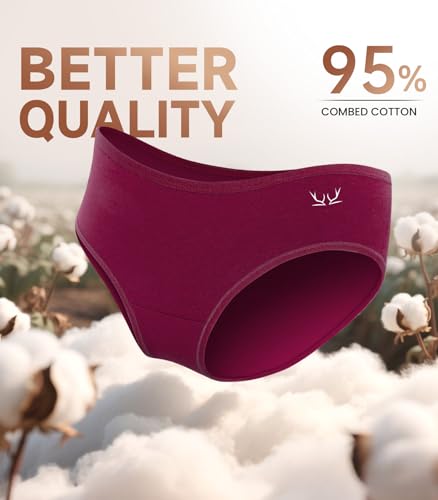 Womens Cotton Underwear, Hi-Cut Soft Breathable Briefs, Ladies Stretch Underwear Panties 5 Pack Regular & Plus Size4