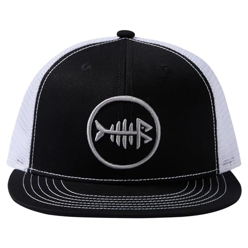 Image of BASSDASH Flat Brim Trucker Cap Adjustable Snapback Hat Mesh Back for Men Women