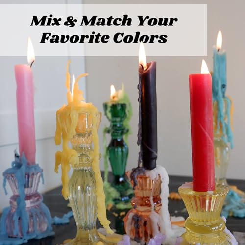 Candlestock Hippie Drippy Drip Candles - Pack of 6 Dripping Tapers - Wine Bottle Melting Candles (Multi Pack (Red, Yellow, Blue, Turquoise, Purple, Pink)) - Image 3