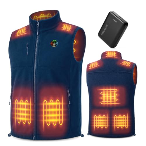 Image of KOVNLO Men's Heated Fleece Vest with 8 Heating Panels and Battery Pack