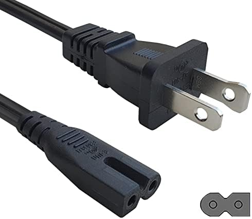 SHAFI® 6FT 2 Prong Power Cord - [UL] Polarized Power Cord NEMA1-15P to IEC-C7 - Replacement Figure-8 AC Power Cable Compatible with Vizio LED-HDTV D-E-M-Series, Sewing Machine, Soundbar - 6-Feet