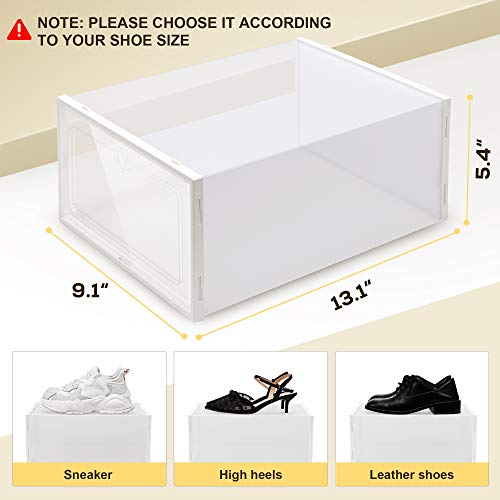Ipow 12 Pack Thickened Clear Plastic Stackable Shoe Boxes, Foldable Shoe Organizer Sneaker Shoe Containers Shoe Storage Bins Drop Front Shoe Storage Boxes For Men, Women Kids #TOP4