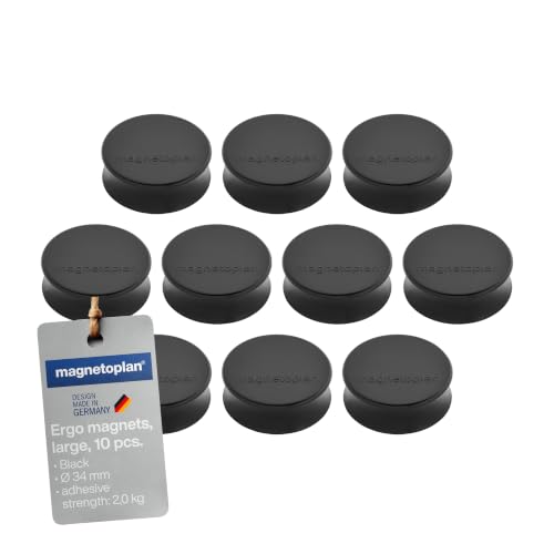 Ergo Large Magnets, Diameter 34 mm x 12.5 mm, Pack of 10 Black