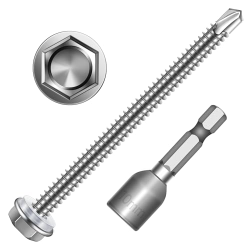 Mywish 100pcs #12 x 2-1/2 Inch Self Drilling Screws for Metal