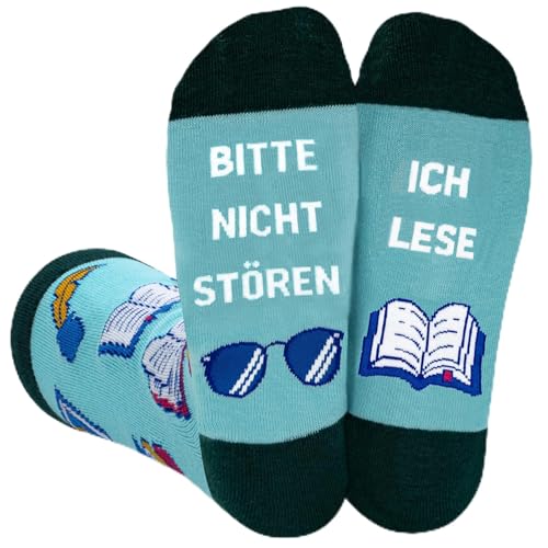 WAMIOKAGRO Lustige Geschenke für Männer Frauen Leseratte Socken mit Spruch Geschenkideen Weihnachtsgeschenke für Männer Frauen Freund Jungen Teenager Buchliebhaber Lehrer