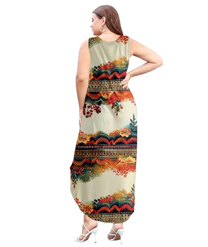 Image of Wolddress Womens 2026 Plus Size Sleeveless Tank Dress Casual Loose Sundress Split Summer Beach Long Maxi Dresses with Pockets