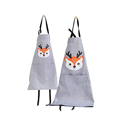 G-Tree 2 paquete del padre delantal del niño - delantal lindo para cocinar, hornear, pintura, jardinería, duradero Delantal con bolsillo mejor regalo para el Padre Madre Hijo Hija (gris)